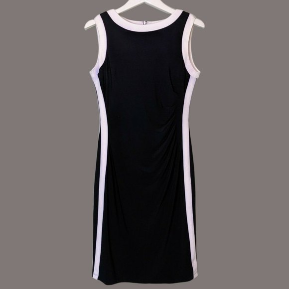 Chaps Dresses & Skirts - Chaps Pencil Dress Sleeveless Black And White With Accent Career Women Size Med